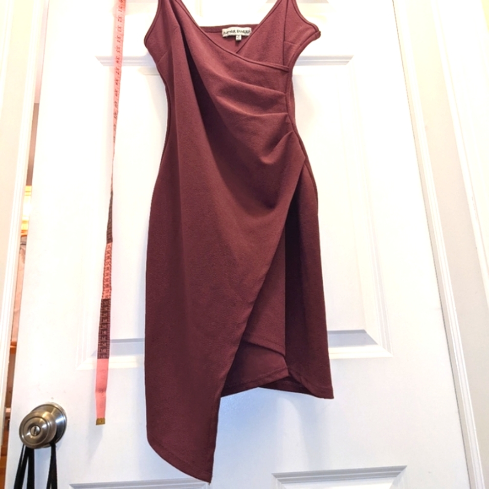 Deleting Soon! Almost Famous Asymmetrical Mini Dress Maroon Size Medium